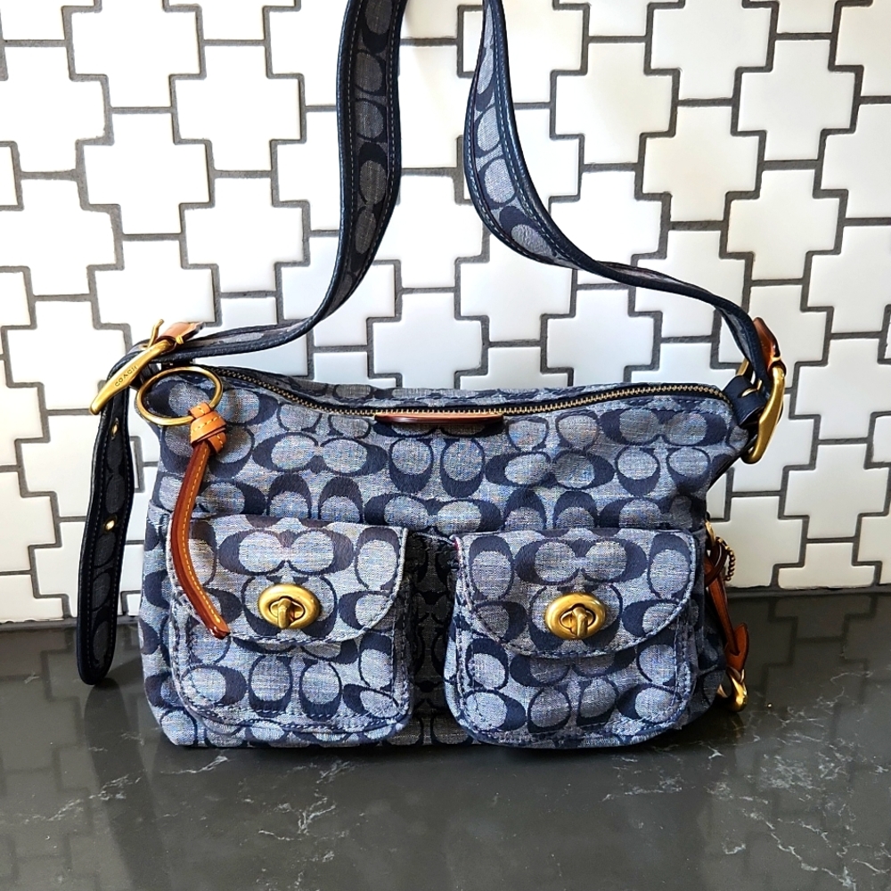 Coach Signature Denim Baguette